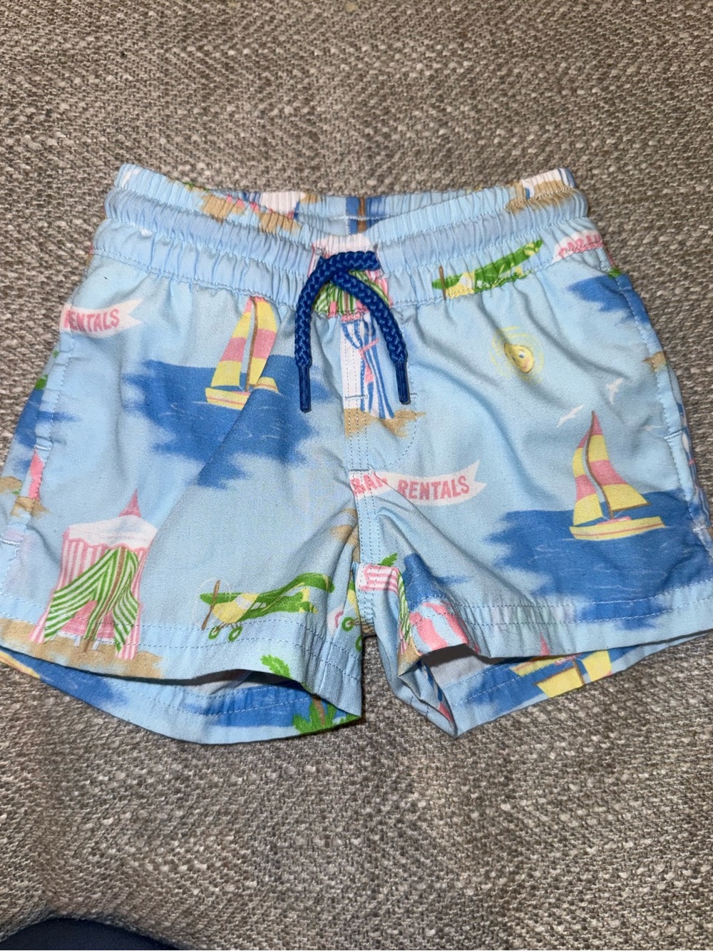 The Beaufort Bonnet Company Light Blue Nautical Print Swim Shorts